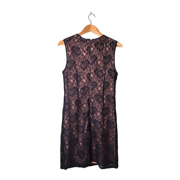 Adrianne Papell | Blue lace sleeveless midi dress pink lining beaded detail - Picture 6 of 8